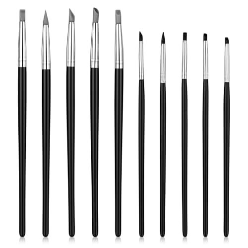 Silicone Paint Brushes, 10Pcs Head Silicone Brush for Crafts Rubber Paint Pens Flexible Clay Carving Tools for Sculpting Handicraft Pottery Handicraft Nail Art Artwork Acrylic Paints Gouache, 5 Shapes