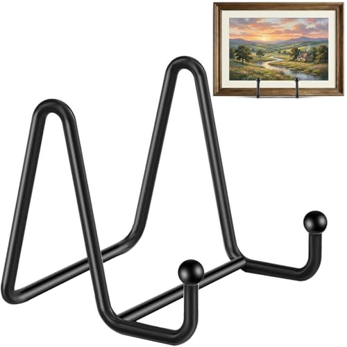 Hoewina 3 Pack 3 Inch Plate Stands for Display, Metal Picture Frame Stand, Black Decorative Small Easels for Display, Picture Holder Stand for Book , Photo and Platter, Plaques, Tabletop Art - size: 3IN