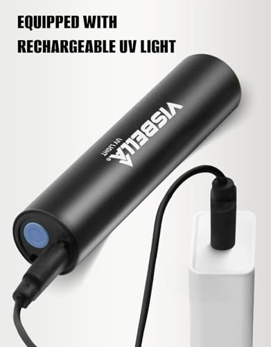 Visbella UV Light Glue Resin Kit with Lamp, Liquid Curing Adhesive for Craft Cured in Seconds Fix Fill Seal Bond Repair for Metal, Wood, Ceramic, Glass, Plastics, Jewelry, Leather and More