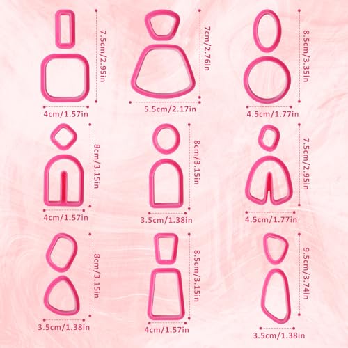 18 pcs Polymer Clay Cutters, Clay Cutters for Polymer Clay Jewelry, Basic Polymer Clay Cutters, Clay Earrings Cutters，Comfortable Earring Cutter，Christmas Tools 3D Printer Spring mom cortadores
