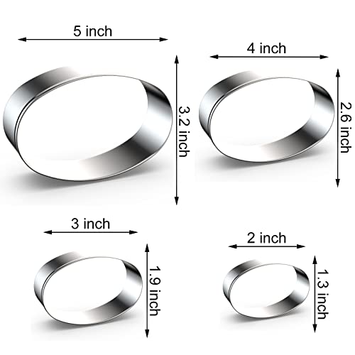 Oval Cookie Cutter Set Large - 5 Inch, 4 Inch, 3 Inch, 2 Inch - Geometric Frame Plaque Cookie Cutters Shapes Molds - Stainless Steel - color: Oval