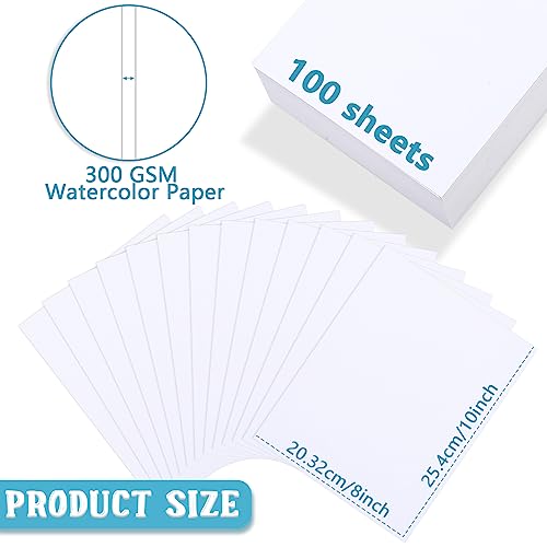 Spiareal 100 Sheets 8 x 10 Inch Watercolor Paper Bulk 140 Lb/300 GSM White Construction Paper Cold Press Blank Cotton Art Paint White Color Pad Artists Drawing Christmas Cards - size: 8 x 10 Inch
