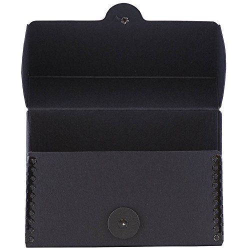JAM PAPER Kraft Portfolio with Button and String Tie Closure - Small Wide - 4 1/4 x 6 1/4 x 2 - Black Recycled - Sold Individually - color: Black Recycled, size: Small Wide (4 1/4" x 6 1/4" x 2")