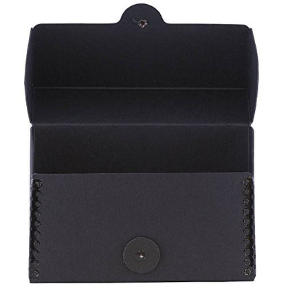 JAM PAPER Kraft Portfolio with Button and String Tie Closure - Small Wide - 4 1/4 x 6 1/4 x 2 - Black Recycled - Sold Individually - color: Black Recycled, size: Small Wide (4 1/4" x 6 1/4" x 2")