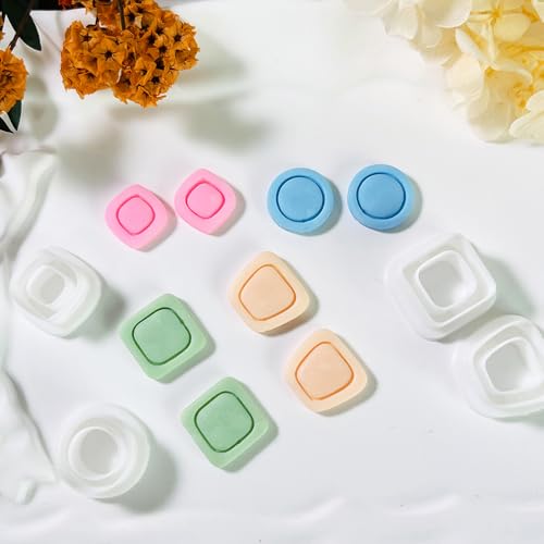 Xaekicr Polymer Clay Cutters Geometric Stud Earring Set – 4 Pairs Modern Clay Cutters for Polymer Clay Jewelry, Clay Tools and Molds for DIY Earrings - color: O color
