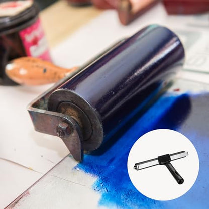YOKIVE 1 Pcs Rubber Roller Brayer, Printmaking Ink Print Spreading Brush Tool, Great for Art Printing, Craft Stamping (Black 8-Inch) - size: 8 Inch