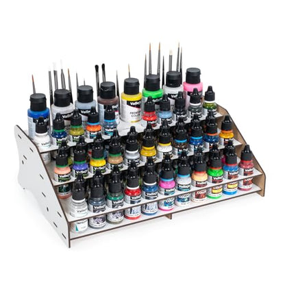 Vallejo - Front Paint Organizer Rack for Scale Models and Miniatures, Holds up to 52 Bottles of 18 ml. (0.6 fl.oz.), 8 Bottles of 35 ml. (1.18 fl.oz.) or 60 ml. (2.02 fl.oz.) and 22 Brushes - style: Front Paint & Brush Organizer Rack