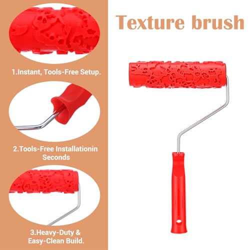 3 Pcs Texture Roller Set, 7'' Textured Paint Rollers, Pattern Rubber Rollers for Walls, Furniture & Floors, DIY Decorative Art Painting Tools