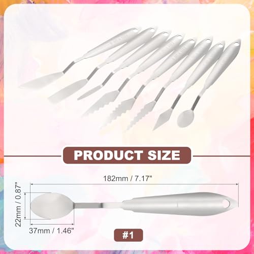 MECCANIXITY HM#1 Palette Knives 22mm Width Stainless Steel Spatula Painting Pallet Knife with Stainless Steel Handle for Oil Painting Acrylic Canvas Mixing Spreading - style: HM#1 + 22mm