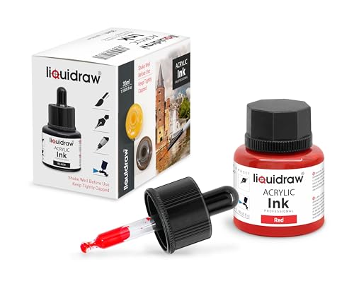 Liquidraw Acrylic Drawing Ink - 10 x 1.18 fl oz (35 ml) Bottles with Ink Dropper | Suitable for Painting, Art Drawing & Design | Great for Professionals, Artists, Students & Hobbyists | Craft Gift