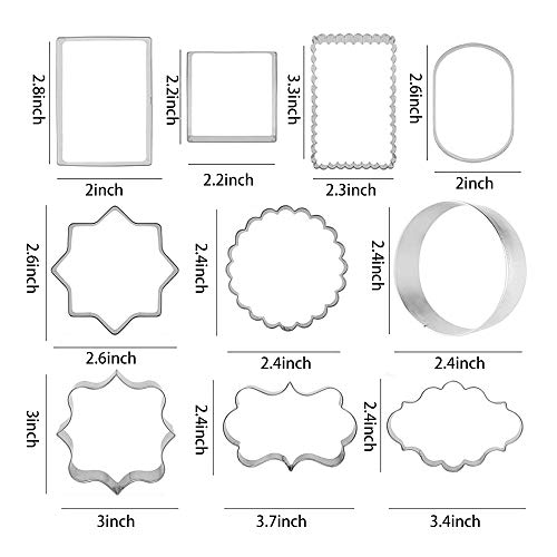 10 PCS Plaque Frame Cookie Cutters Set Fondant Tiles Biscuit Cutter Molds for Cookie Fruit Shapes