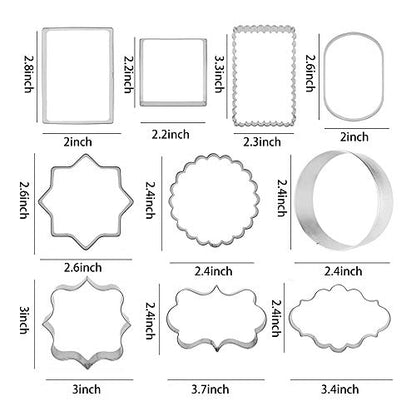 10 PCS Plaque Frame Cookie Cutters Set Fondant Tiles Biscuit Cutter Molds for Cookie Fruit Shapes
