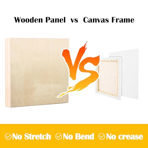 Falling in Art 2 Pack Unfinished Wooden Canvas Panels, 16x16 Gallery Birch Wood Panels Kit, 1 1/2" Deep Art Cradle Boards for Acrylic Painting, Pouring and Burning - size: 16*16 2 Pack