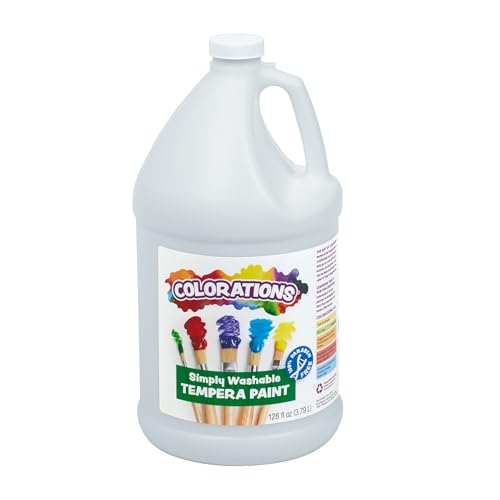 Colorations Paraben-Free Washable Tempera Paint for Kids - 1 Gallon Value Size. Vibrant White. Non-Toxic and Made in The USA - color: White