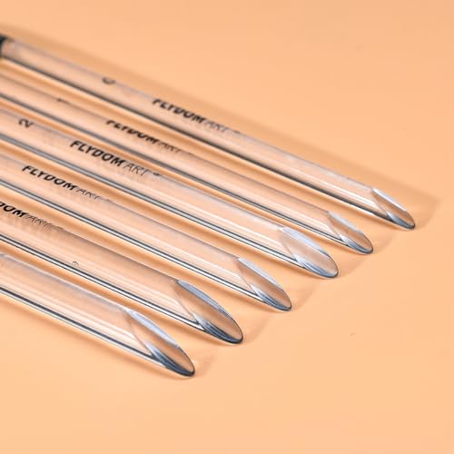 Watercolor Paint Brushes Set,Detail Line Brush,Short Handle Brushes, Soft Synthetic Hair, Pointed Round Mop Brush for Watercolor, Acrylic, Gouache, Aquarelle & Oil Painting, 6 Pcs Set