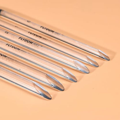 Watercolor Paint Brushes Set,Detail Line Brush,Short Handle Brushes, Soft Synthetic Hair, Pointed Round Mop Brush for Watercolor, Acrylic, Gouache, Aquarelle & Oil Painting, 6 Pcs Set