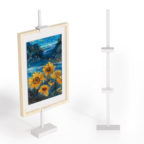 Adjustable Tabletop Picture Frame Stand - Up to 29" Height, Frame Holder Stand Table Easels for Display, Metal Standing Easel Display Stand for Picture Frames, Artwork, Canvas (White) - color: White