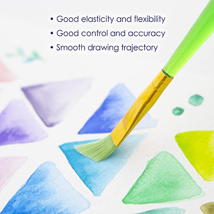 BAZIC Products Translucent Handle Paint Brush Set, 5 Ct, 144-Case | assorted tips for painting, crafts, classroom art