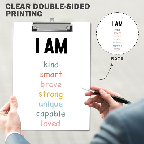 Mental Health Clipboard, Affirmation ClipBoards with Low Profile Clip for Toddler Kids Students, Therapist ClipBoards Suitable for School Office, 13" x 9.4" Size - C07 - style: I Am Kind Smart