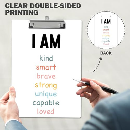 Mental Health Clipboard, Affirmation ClipBoards with Low Profile Clip for Toddler Kids Students, Therapist ClipBoards Suitable for School Office, 13" x 9.4" Size - C07 - style: I Am Kind Smart