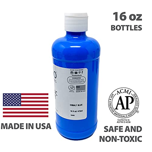 milo Acrylic Paint Set of 12 Colors | 16 oz Bottles | Student Primary Colors Acrylics Painting Pack | Made in the USA | Non-Toxic Arts & Crafts Paints for Artists & Hobby Painters - style: Primary Set 12 x 16 oz