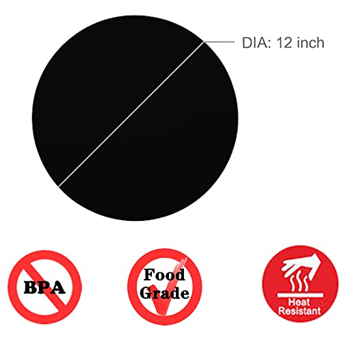 Silicone Microwave Mat 12 Inch, Non Stick Turntable Mat for Kitchen, Multi-Purpose Heat Resistant Oven Mat 2 Pack (Black) - color: Black