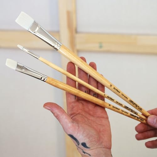 da Vinci Oil & Acrylic Series 7182 Top Acryl Paint Brush, Bright White Synthetic with Long Natural Polished Handle, Size 16 (7182-16) - size: Size 16, style: Bright White Long