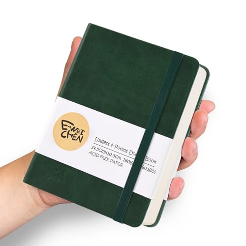 Hardcover 96Pages Blank Sketch Book for Drawing, Small 5.7x4.1 Pocket Journal Notebook for Travel, 180gsm Thick Paper Diary Notebooks for Work, PU Cover Memo for Writing. Dark Green - color: PU Cover-5.7x4.1in-Dark Green