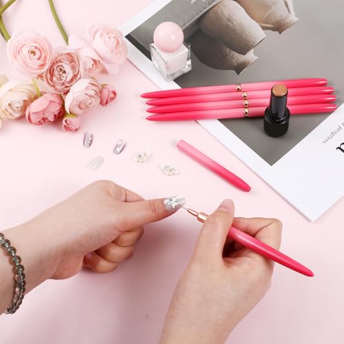5 Pcs Metallic Nail Art Brushes Set, Nail Liner Brushes Painting Art Design Nails Arts Brush for Gel Polish for Long Lines, Thin Details, Fine Drawing Sizes 5 8 13 20 25 mm