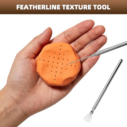 14 Pcs Pottery Clay Sculpt Tools, Silicone and Stainless Steel Squeegee with Detail Needle, Texture Needle, Cutting Cord, 5 Ceramic Double-Ended Pens for Sculpting Texturing Artists Modeling Potter