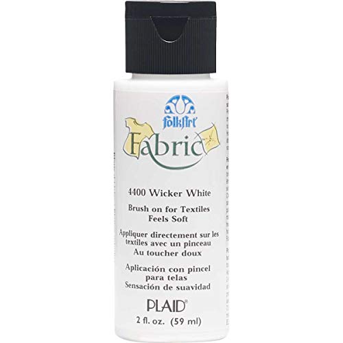 FolkArt 4400 Fabric Brush On Acrylic Paint, 2 oz, Wicker White - color: Wicker White