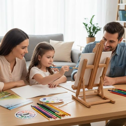 Falling in Art 52Pcs Acrylic Paint Set with Table Easel, Art Painting Kit with Acrylic Paints, Canvas Panels, Paintbrushes, Canvas Supplies Kit for Kids, Adults, Beginners, and Artists, Red - color: Red