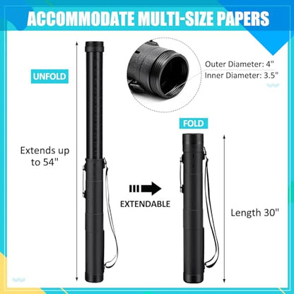 Henoyso 6 Pcs Extendable Poster Tubes Bulk with Strap Blueprint Holder & Carrying Case for Maps, Documents, Artworks, Banners (XL) - size: XL
