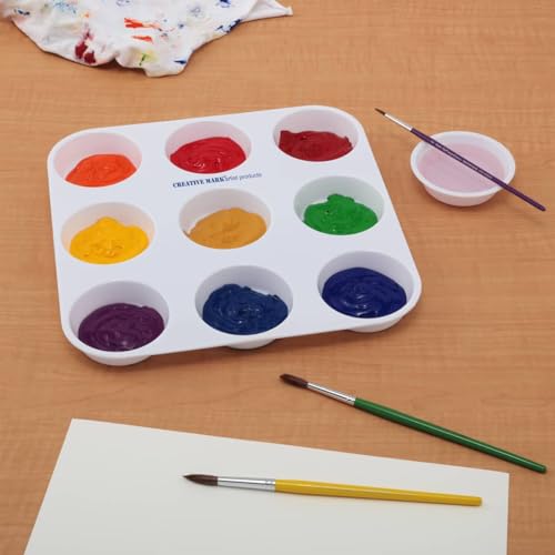 Creative Mark 9-Well Plastic Muffin Tray Paint Palette - Pack of 12, Durable, Reusable, Solvent-Resistant, with Oversized Paint Wells for Students, Artists, Teachers - 60ml (2oz) per Well - size: 9 Wells