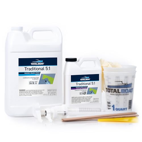 TotalBoat 5:1 Marine Epoxy Resin Kit for Bonding, Filleting, Coating, and Laminating - Use for Fiberglass, Wood, Carbon Fiber, Boat Building, Repairs, Woodworking (Gallon, Slow Hardener, Pumps) - size: Gallon, style: Slow