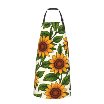 KKdskkds Tribal Boho Geometric Multi-Purpose Adjustable Waterproof Apron With Pocket For Men Women - color: Sunflower
