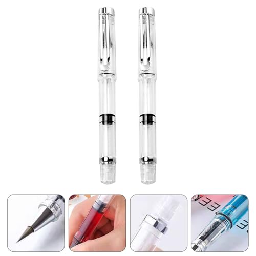 NUOBESTY 5Pcs Stationery fountain pen student Refillable Fountain Pen plastic wolf hair office Brush Pen water paint brush pens soft brush Paint Calligraphy Brush Pen refillable