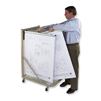 Mobile Blueprint Storage Rack – Holds Up To 1200 Blueprints In 12 Pivot Hangers – Vertical Blueprint Holder, Heavy Duty - MRWH - style: MRWH mobile blueprint storage
