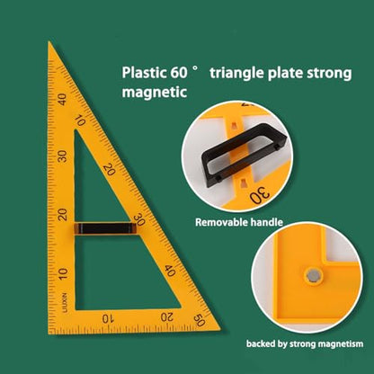 Magnetic Geometry Tool, Protractor, Triangle Rulers Easy Attachment Blackboard Measurement Kit, Teacher Board Protractor Multi-Purpose Kit Large Teaching Aids (Three-Piece Set) - style: Three-piece set