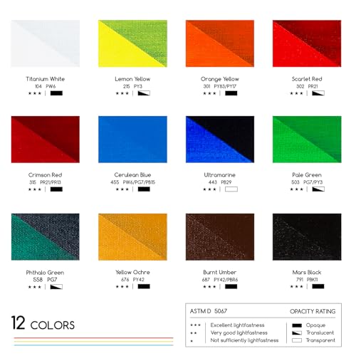 MEEDEN Beginners Acrylic Paint Set: 12 Colors 12ml/0.41 fl oz Heavy Body Art Craft Paints - Non-Toxic Rich Pigment Hobbists Halloween Pumpkin Painting for Adults on Canvas Wood Fabric - color: 12 Colors
