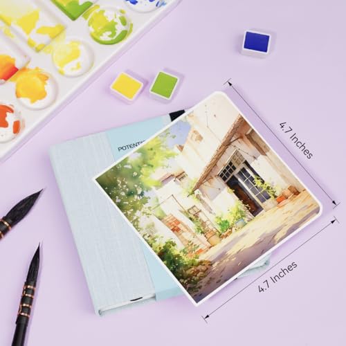 Lightwish Square Watercolor Journal,2 Pack Total 48 Sheets,100% Cotton,300gsm/140lb,Acid-Free, Hot Press Watecolor Paper Sketchbook for Artists Adults Students,4.7 * 4.7 Inches - color: Grey