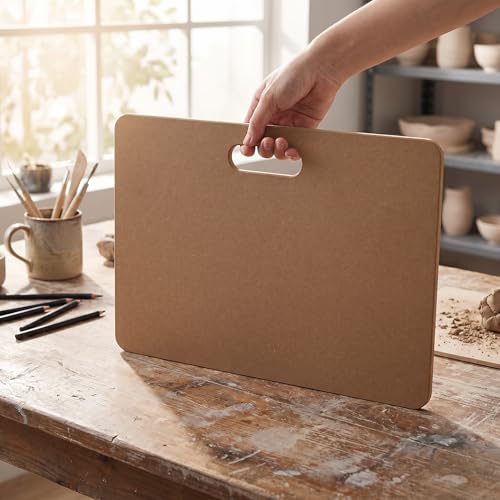 ZENFUN Clay Wedging Board, 12 x 18" Portable Clay Board with Built in Handle, Sturdy 8mm Thickness Wooden Mat Mud Board for Clay Crafts, Drafting Art, Ceramics Pottery Tools