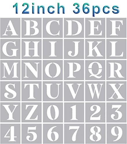 Letter Stencils 12 Inch,Alphabet Stencils for Painting on Wood Numbers Letters Stencil for Wall Drawing Templates for Arts Crafts Home Decor - size: 12inch