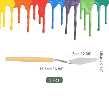 YOKIVE 5 Pcs Stainless Steel Palette Knife, NO.6 Professional Art Spatula Oil Painting Accessories Color Mixing Scraper with Plastic Handle, Great for Canvas Acrylic(Yellow, 6.89 -Inch) - style: NO.6