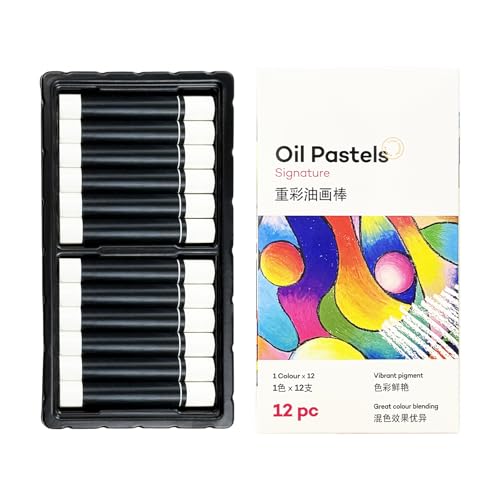 Flylin 12Pcs White Oil Pastel, Professional Soft Oil Pastels Stick Set for Artist Blending, Gallery Quality Art Supplies for Adult Drawing, Painting & Illustration