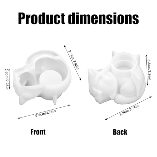 Sinbana 3D Cat Silicone Mold, Animal Candle Holder Mold for Cute Epoxy Resin Casting Succulent Planter Pot Concrete & Plaster Ornament Jewelry Storage Tray & Home Decor Gift (White)