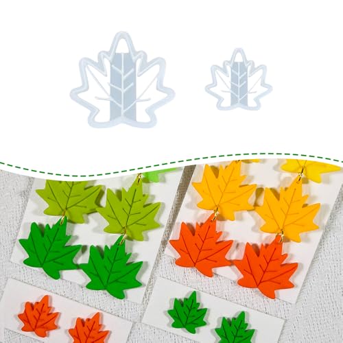 Xaekicr Polymer Clay Cutters Maple Leaf Set – 2PCS Fall Leaf Clay Earring Cutters for Polymer Clay Jewelry, Autumn Theme Clay Tools and Cutters for Earrings, Crafts and Seasonal DIY - color: J color