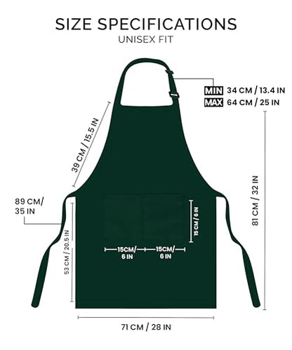 Utopia Kitchen 2 Pack Bib Apron, Adjustable with 2 Pockets, Water and Oil Resistant, Cooking Kitchen Chef Apron for Women Men - color: Green