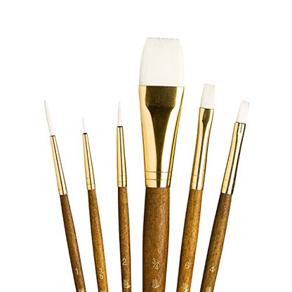 Princeton RealValue Brush Set, White Taklon, Brown Handle, 6 Piece, 1 Count - color: Brown, size: Set of 6