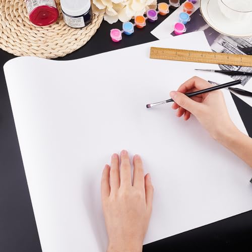 OLYCRAFT 14.7 Inch x 5.5 Yards Double Primed Cotton Canvas White Canvas Roll 0.3mm Thick Cotton Canvas Roll for Painting Double Primed Gesso Canvas Paper for Oil and Acrylic Paint Art Projects